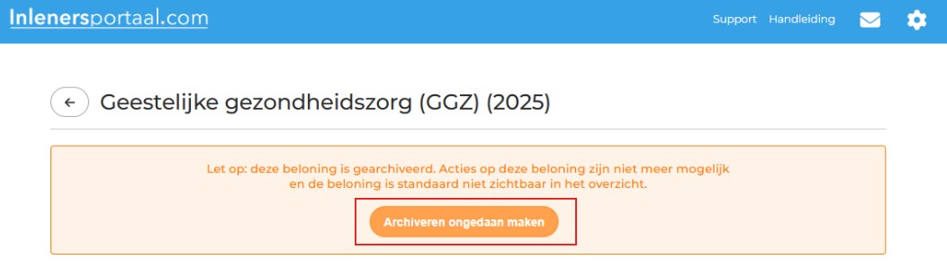 Toon gearchiveerde beloning