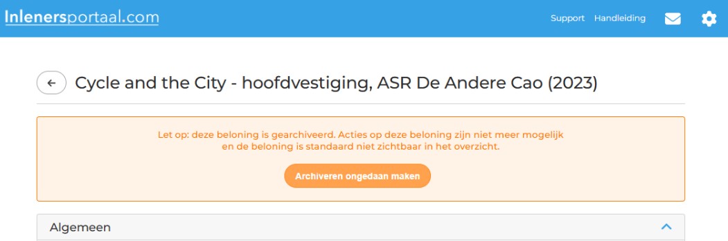 Beloning gearchiveerd