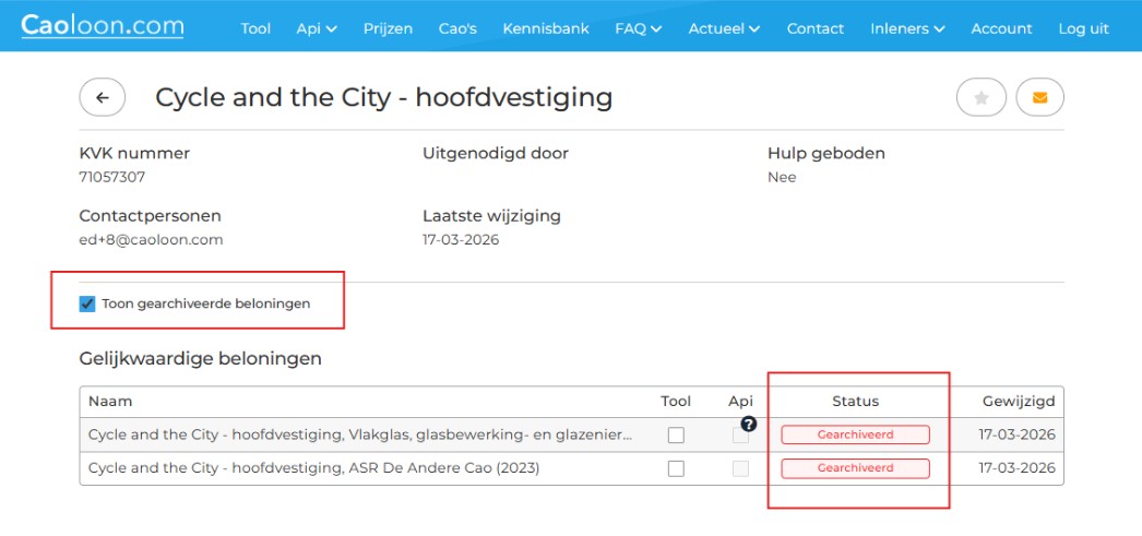 toon gearchiveerde beloningen