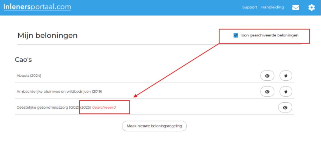 Toon gearchiveerde beloning